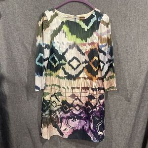 Ali Ro Anthropologie Womens 6 Shift Dress Lined Abstract Artsy Tribal Boho Silk